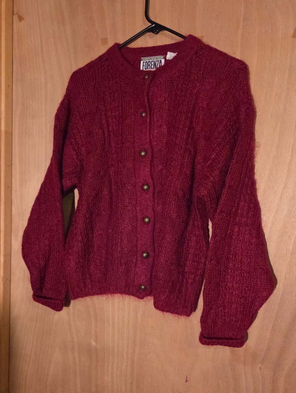 Forenza Women’s Burgundy Cable Knit Button-Front Cardigan